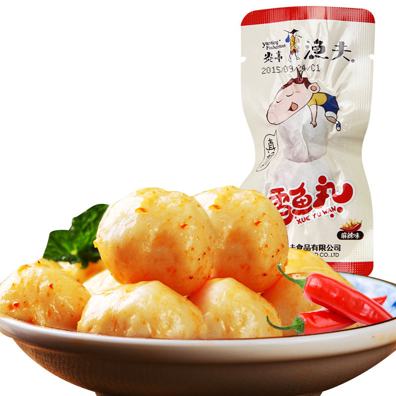 【天猫超市】炎亭渔夫鳕鱼丸麻辣味14g/袋 休闲小零食  特产小吃