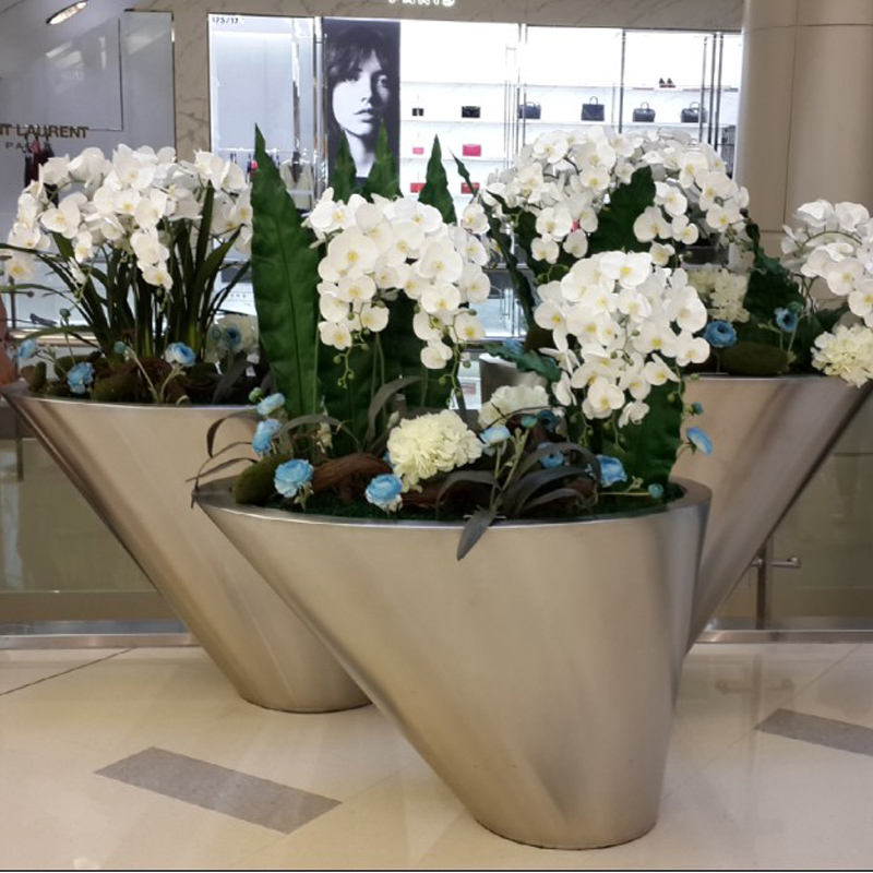 Stainless Steel Flower Pot Metal Flower Bowl Creative Florator Rose Gold Floor Large Vase Size Customizable