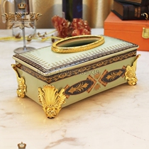 Ceramic tissue box ktv ceramic tissue box green glaze inlaid gold foot tissue box ktv supplies customized