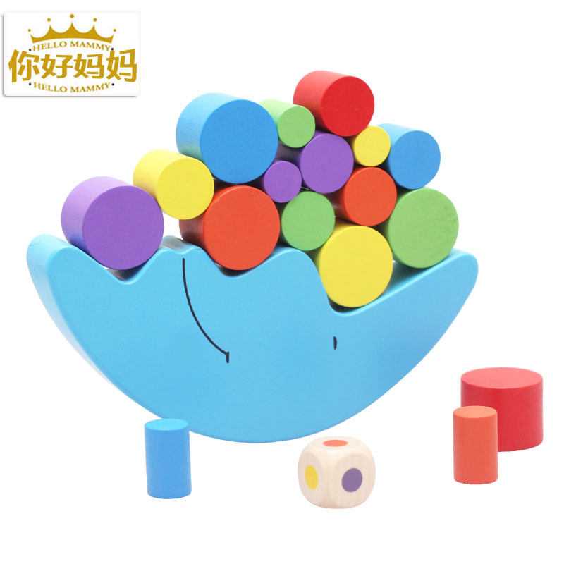 Enlightenment Children Wooden Puzzle Building Blocks Moon Balance Parent-child Play Kindergarten Early Education Center Recommended Toys-Taobao