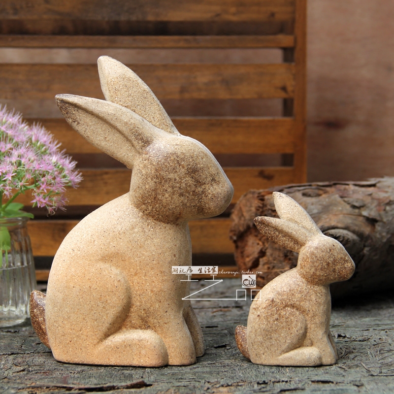 zakka wood doing old rabbit swing piece blank material coarse blank white embryoy animal coated hand painting model