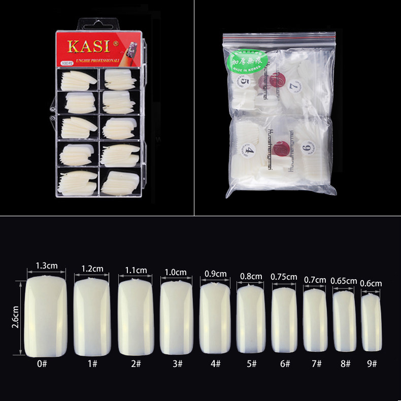 KaSi美甲肉色全贴甲片延长指甲常用工具10个型号100/500片装
