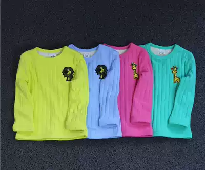 Children's double-layer thickened long-sleeved underwear Autumn and winter children's clothing baby girls cotton super soft velvet warm top