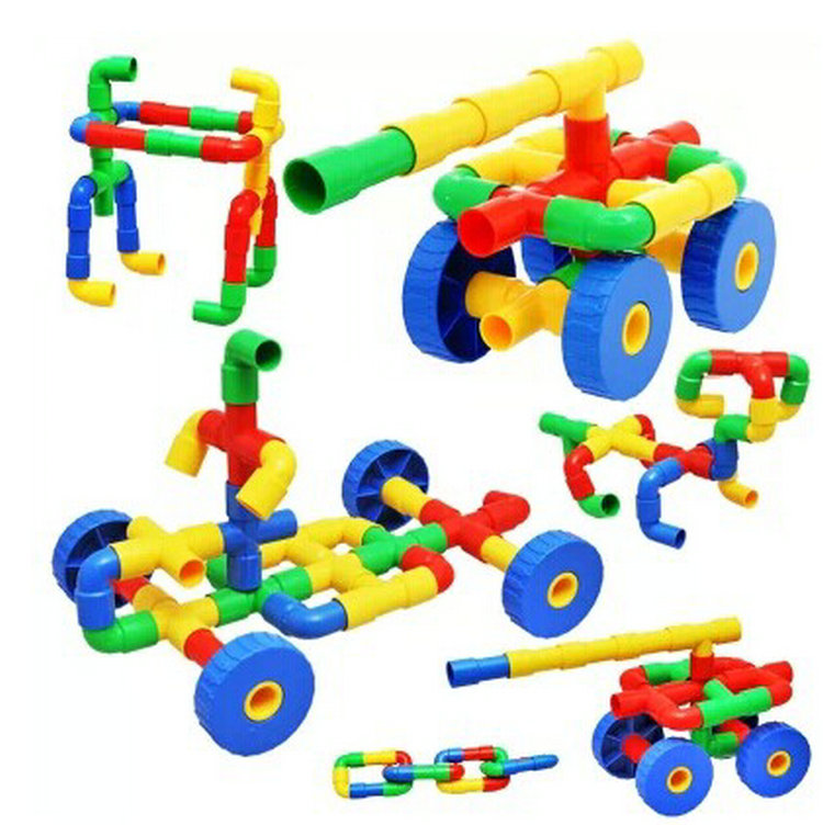 350g wheel pipe parquet insert building block plastic parquet building block desktop kindergarten early to teach children puzzle toys