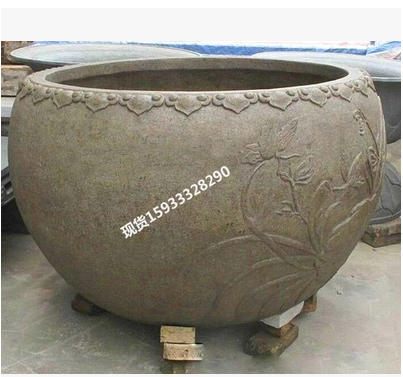 Qu Yang Stone Carving Green Stone Imitation Ancient Fish Tank Flower Pot Old Stone Trough Rearing Fish Pond Yard Swing Water Fish Tank Stone Vat Sink