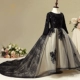 Trang phục trẻ em nữ màu đen dài tay mẫu catwalk showtail cô gái công chúa váy fluffy piano trang phục