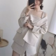 XC 2018 xuân hè mới sành điệu khí chất ba mảnh phù hợp với dây đeo váy ngắn thời trang áo khoác nữ mùa xuân