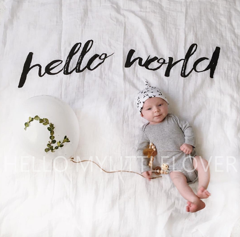 INS custom helloworld Hello World alphabet baby gauze towel newborn cover photo background