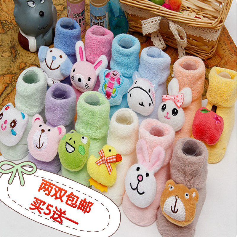 Pure cotton baby Sox baby floor Sox autumn winter style 0-1-year-old thickened hair ring newborn anti-slip stereological stockings