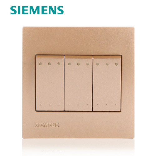 Siemens Switching Lingzhi Series Champagne Gold Three -Link One Control Switch Три -открытый флуоресцентный коммутатор