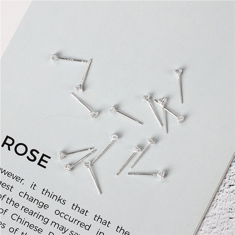 S925 silver simple flash drill mini small zircon earrings hypoallergenic ear hole silver needle ear stick ear bone stud earrings