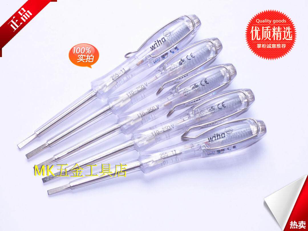 255-11 255-11 (34745) German Weihan Wiha electrician test pen 110-250 volt transparent handle test electric pen 3 0 * 60