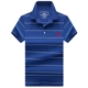 Mùa hè dệt sọc ngắn tay t cỡ lớn Áo sơ mi Paul hạt màu áo thun cotton phổ biến áo thun nam cotton polo áo polo đỏ Polo