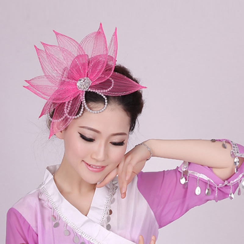 Folk dance classical dance head flower Yang dance head decoration headdress fan dance headdress classical transparent gauze head flower
