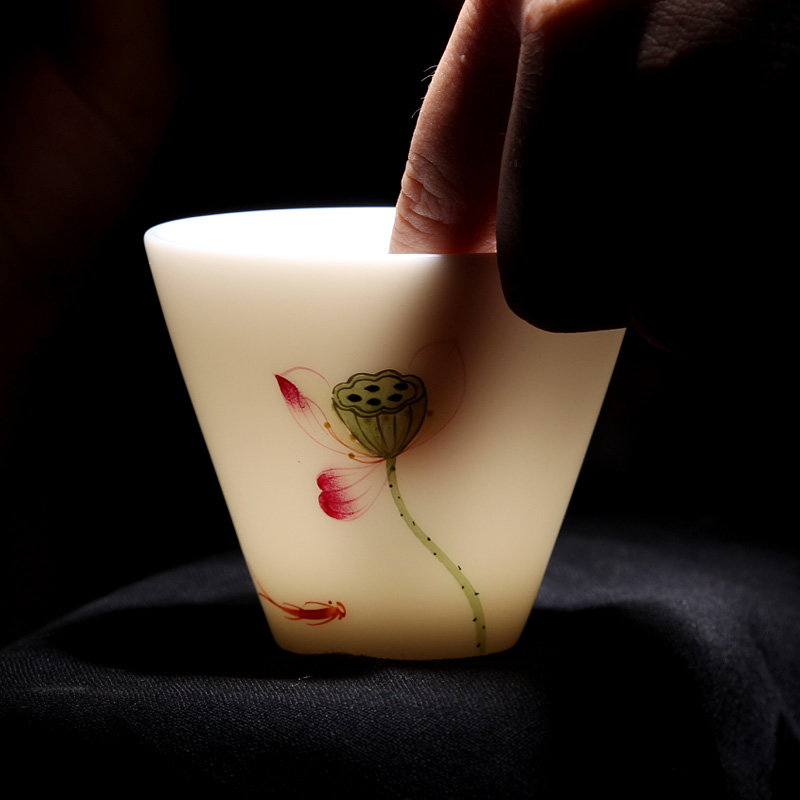 Mingyuan FengTang dehua white porcelain jade fat white ceramic kung fu tea cups all hand hand made lotus sample tea cup masters cup