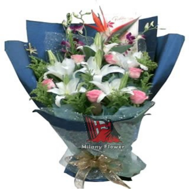 粉玫瑰百合枣阳情人节预定生日同城鲜花速递孝感黄冈滦南县鲜花店