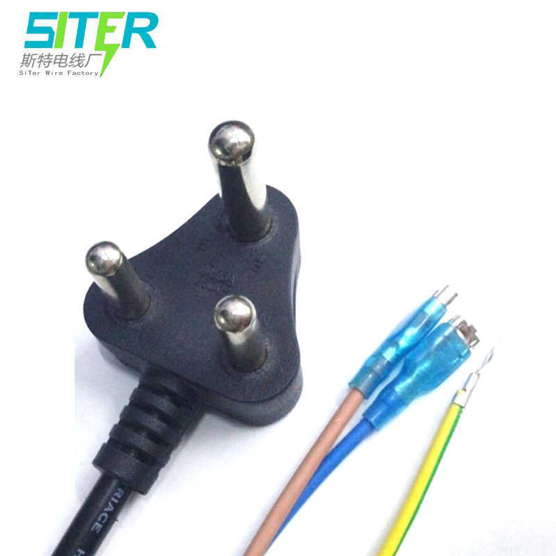 Can be customized Indian plug line 3*0 75 square three round plug large South African single head bare wire tin pure copper power cord