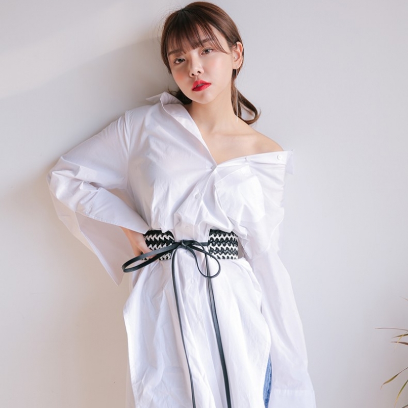 韩国stylenanda官方正品 撞色编织and流苏绑带宽版腰带-黑色