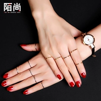 Thời trang hàn quốc mạ 18 K rose gold đơn giản glossy nhẫn nữ ngón tay trỏ đuôi vòng vài vòng trang sức chữ nhẫn cưới vàng trắng