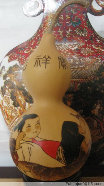 Pyrography natural gourd happy childlike