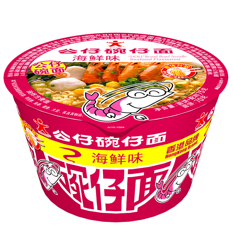 【天猫超市】公仔 碗仔面 海鲜味（碗装 75g）香港方便面/泡面○