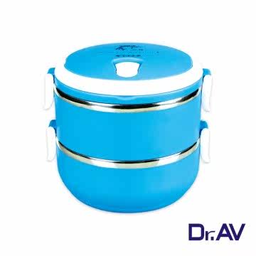Dr.AV  LB-1400 韩式炫彩双层保温饭盒(送保温提袋)