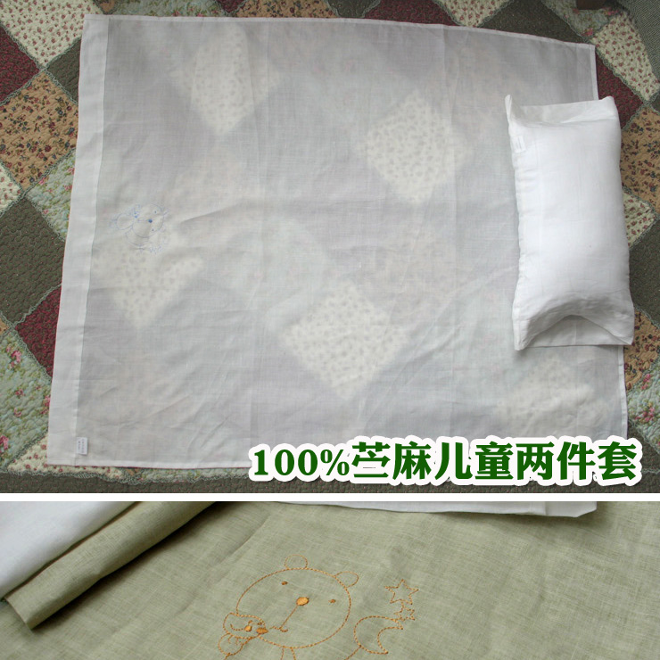 Foreign trade hemp bed summer cool baby children's hemp bed sheet pillowcase two-piece set