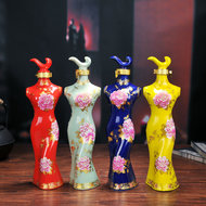 Jingdezhen 1 kg gốm chai rượu vang một pound công suất bốn lớn sườn xám vẻ đẹp kín rượu vang với lọ rượu thổ cẩm hộp bao bì