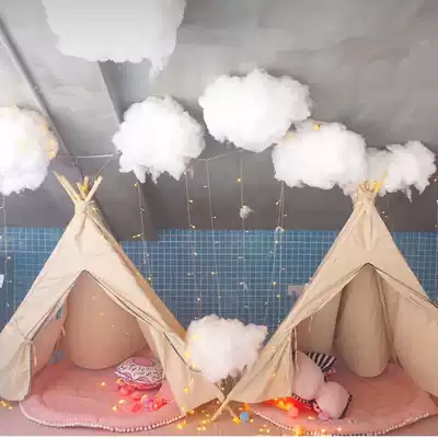 Children's Day birthday party decoration cotton cloud photography window simulation white cloud fairy air wedding wedding room background props