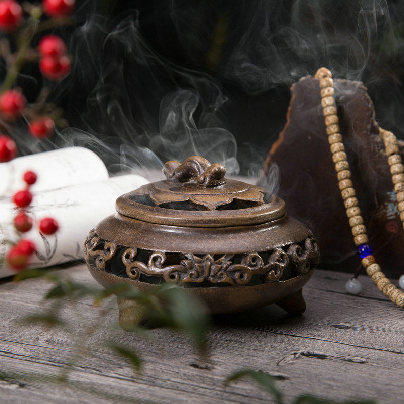 Weiyang bamboo tea purple sand Antique incense burner plate Incense burner Ceramic lotus agarwood tower dedicated to the shrine incense burner to ward off evil spirits