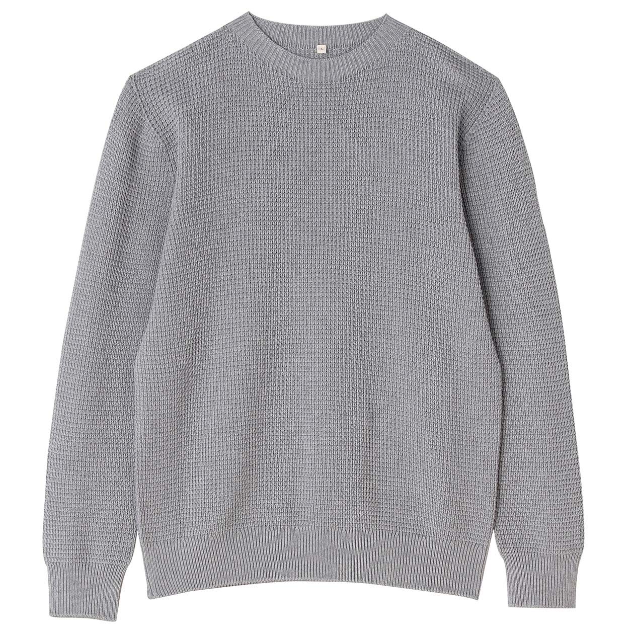 无印良品 MUJI 男式 棉抽褶编织圆领毛衣