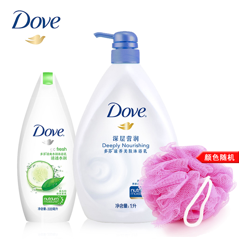 Dove/多芬深层莹润沐浴露1000ml 送清透水润300ML 滋养美肤 包邮