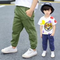 Boy cotton hemp pants 3 Anti Mosquito pants Summer 2020 new 6 year old children 5 baby loose lantern trousers 4 thin tide