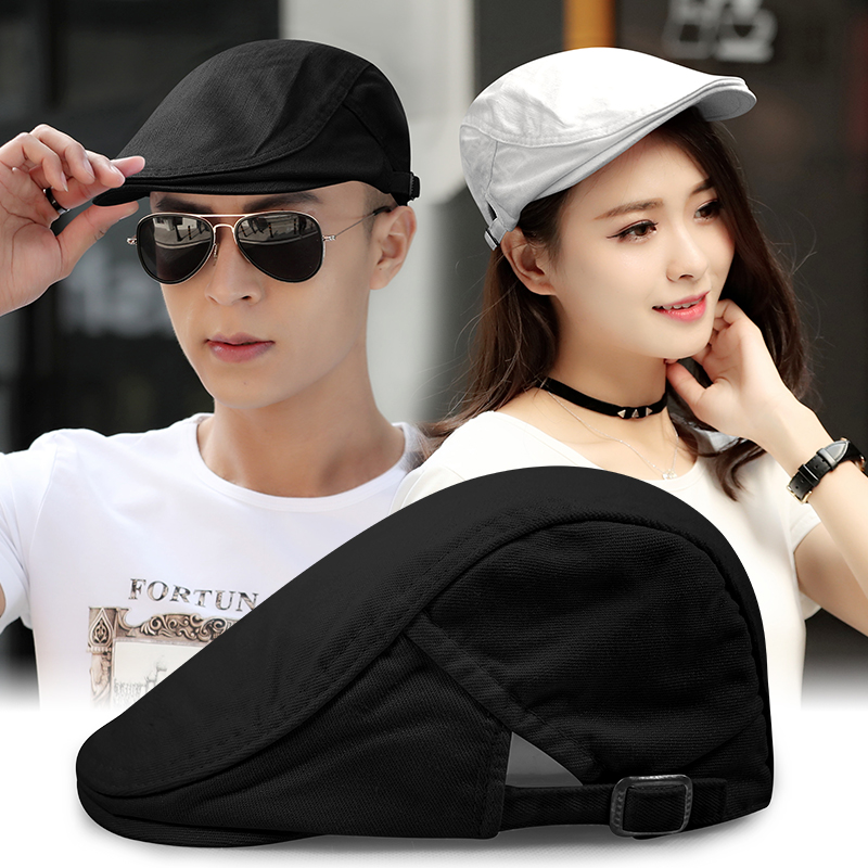 Korean version of men's spring and summer street hipster cap Women's canvas beret outdoor leisure sunscreen solid color forward hat