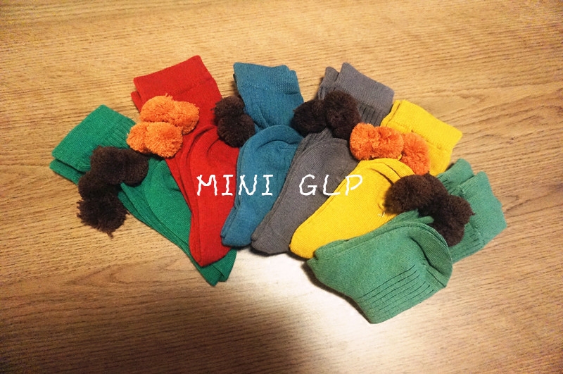 21 spring Korean version girl baby children cute hair ball pit strip socks hair ball cotton socks 6 colors