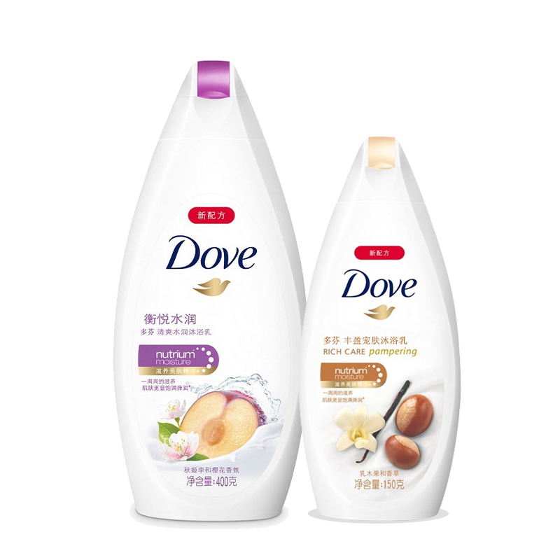 Dove沐浴露 多芬衡悦水润滋养美肤沐浴乳400ml+乳木果和香草150ml