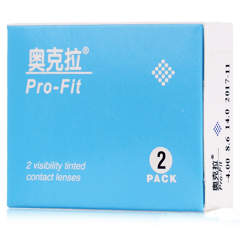 【送镜盒】奥克拉进口年抛隐形近视眼镜2片装Pro-Fit透氧水润舒适