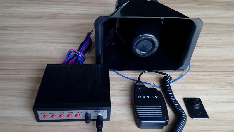 包邮 五音扬声器警笛喇叭警报带喊话器高音12v 5音大功率喇叭100w