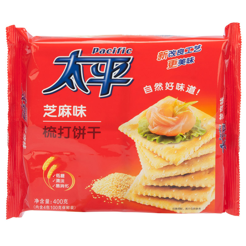 【天猫超市】亿滋 太平梳打 饼干 芝麻味400g 香脆美味独立包