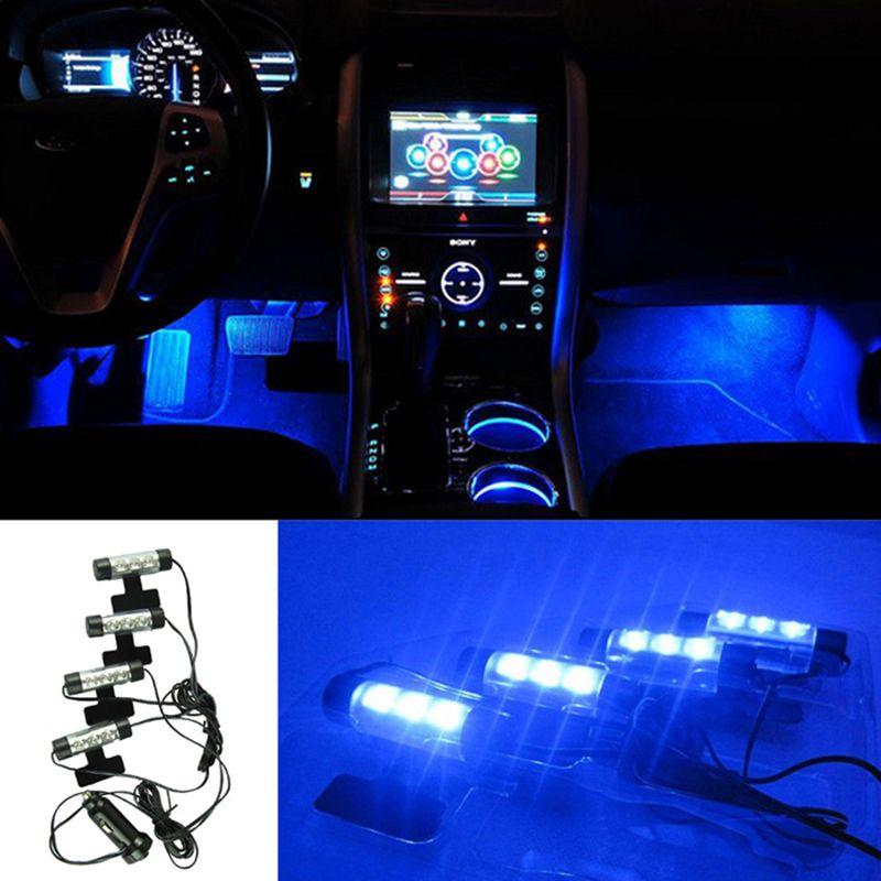 4pcs 4pcs set 3led blue car charge interior accessories fot car d