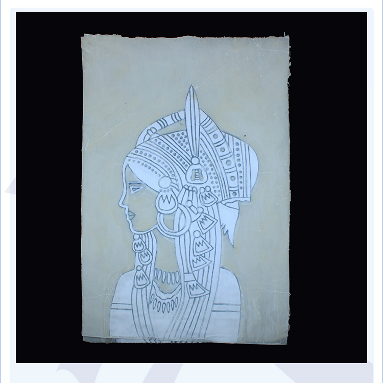 Pure handmade batik painting Hani figure, semi-finished products that have been waxed and not dipped, are only for learning reference