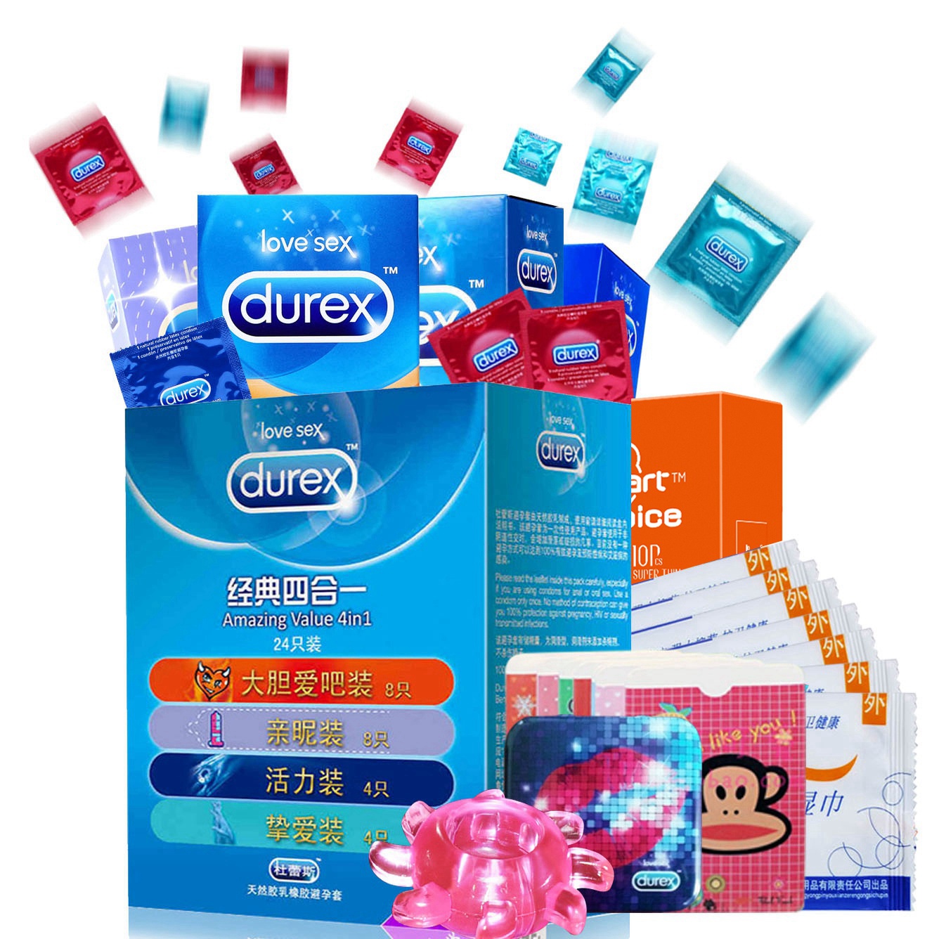 杜蕾斯避孕套经典四合一组合套装安全套成人情趣用品S