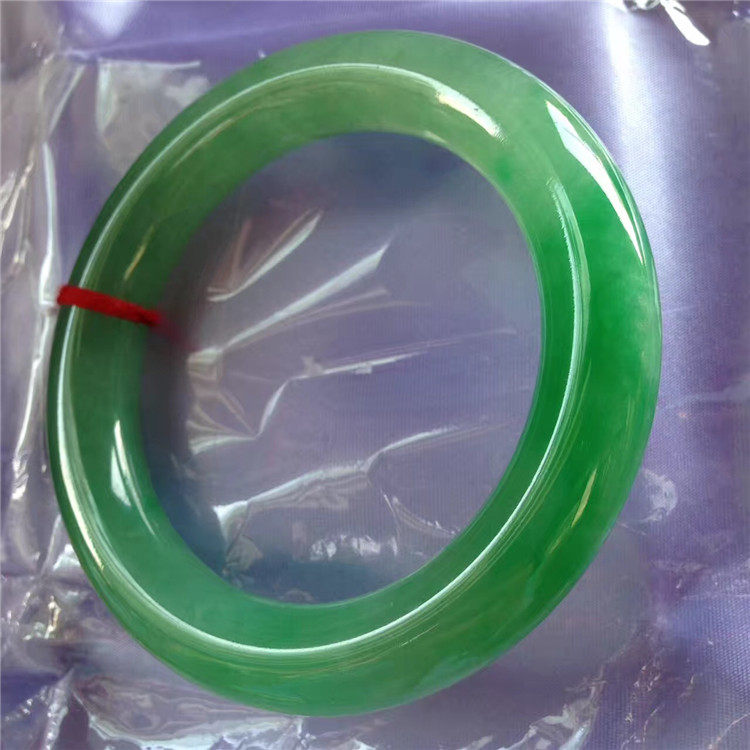 Emerald bracelet high-grade round full green ice type old pit A moisture natural jade bracelet