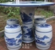 Jingdezhen bộ bàn ghế gốm Khắc bóng màu xanh lá cây màu xanh và trắng bảng phân cảnh ngoài trời đồ nội thất sân vườn giải trí bàn bàn ghế sân vườn ngoài trời Bàn ghế ngoài trời / sân