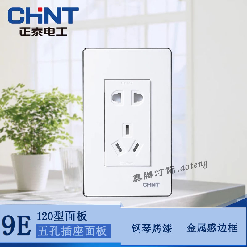 Chint switch socket 120 type NEW9E series five holes one plug one side