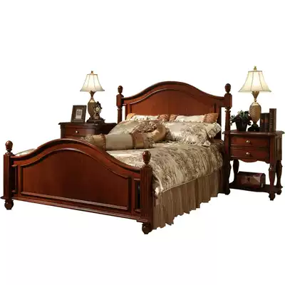 Meng Han Jianmei solid wood double bed 1 5 1 8 meters small apartment solid wood bed 1 8 meters 1 2 meters retro bed