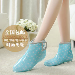 Korean fashion rain boots for spring, summer and winter, women's short-tube waterproof rain boots, non-slip kitchen rubber shoes, low-top rain boots