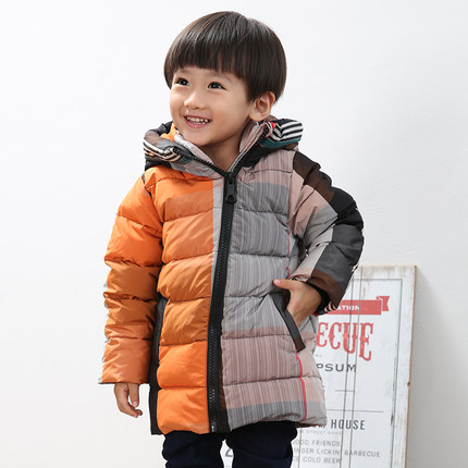 2015新款童装男小童中长款儿童羽绒服加厚男