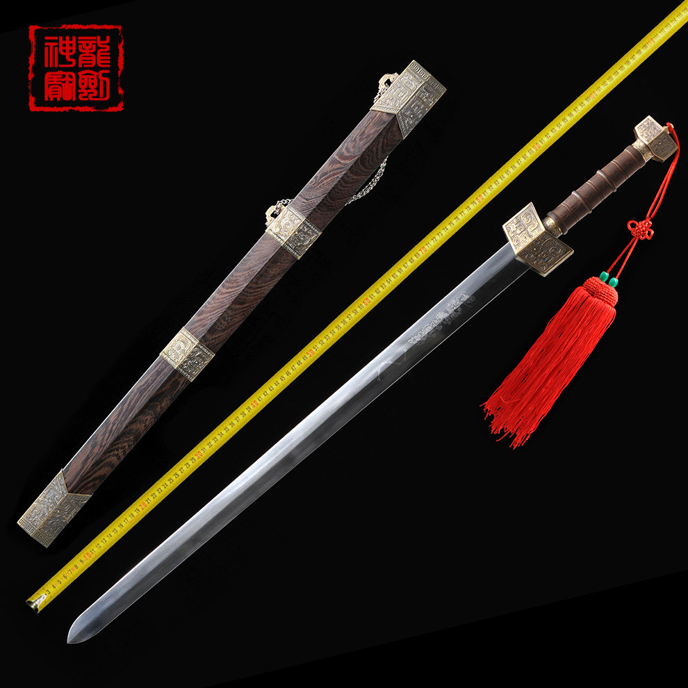 Longquan Dengguan Dragon Sword Real flower triangular sword household gift long sword Hard sword collection sword is unopened