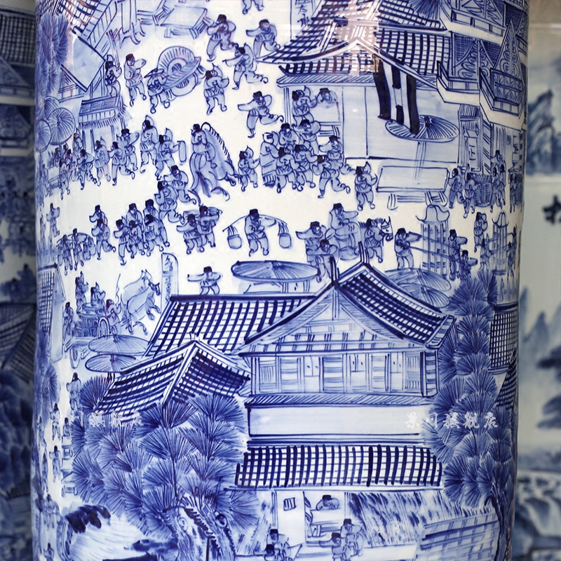 Jingdezhen ceramics qingming scroll quiver hand - made landing big vase sitting room hotel opening furnishing articles